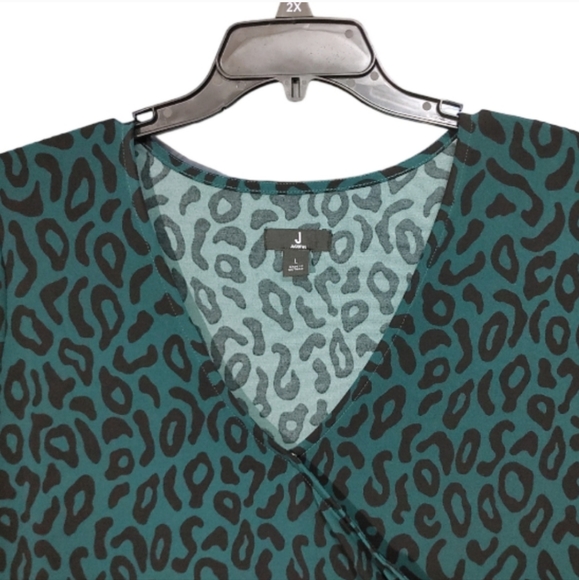 Jason Wu Green Leopard 3/4 Sleeve V Neck Midi Dress Women's Size Large L - Picture 5 of 8